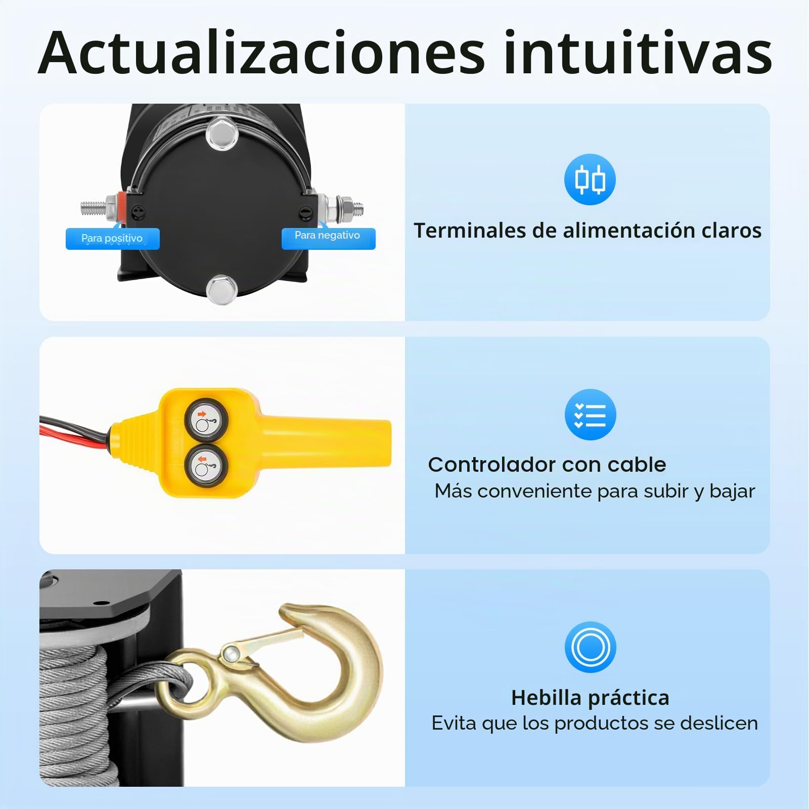 Cabrestante eléctrico 12V 0,4KW con control remoto y 6m de cable de acero, 900kg de fuerza de tracción, elevador de cable compacto para ATV, coche, barco, remolque, todoterreno y rescate