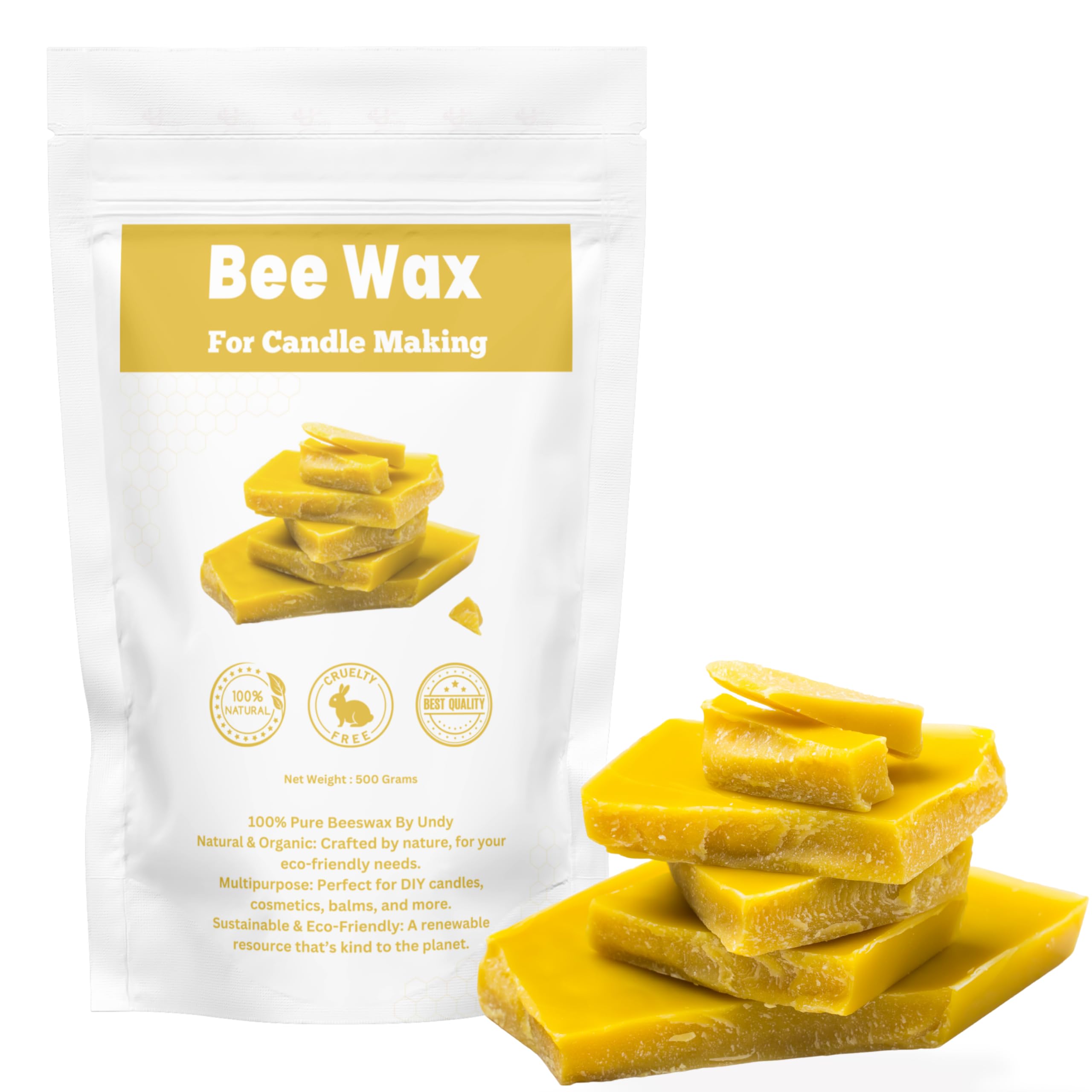 Undy 100% Natural Pure Beeswax for Candle Making | Beeswax for Candles | Unrefined Raw Organic (Beeswax (500 Grams)) (B0CWZ7ZH2M) Amazon Price History, Amazon Price Tracker