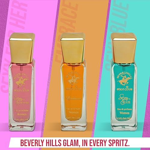 Miniatura 4 de Beverly Hills Polo Club Colección de 3 piezas para mujer (azul sexy, abrazo, sexy para ella) 0.74oz Mini botellas EDP Eau De Parfum