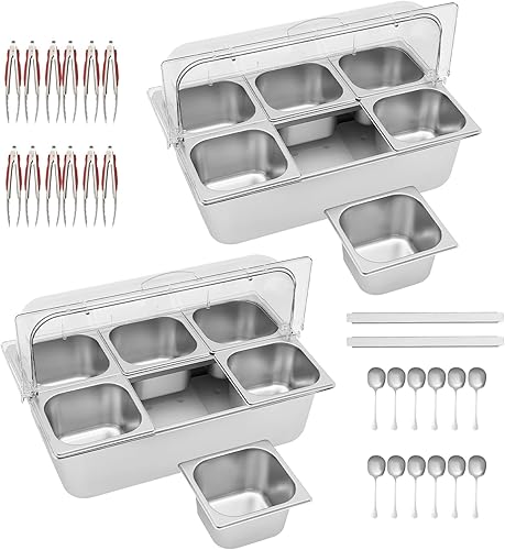 Recipiente de exhibición de alimentos para encimera con tapa transparente, bandeja de servir de acero inoxidable, suministros de catering,