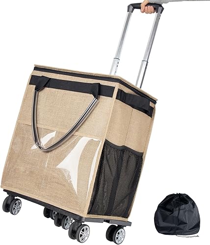 Miniatura 8 de Bolsas de comestibles reutilizables sobre ruedas, bolsa de asas con ruedas, carrito de compras portátil para comestibles con ruedas y bolsa con