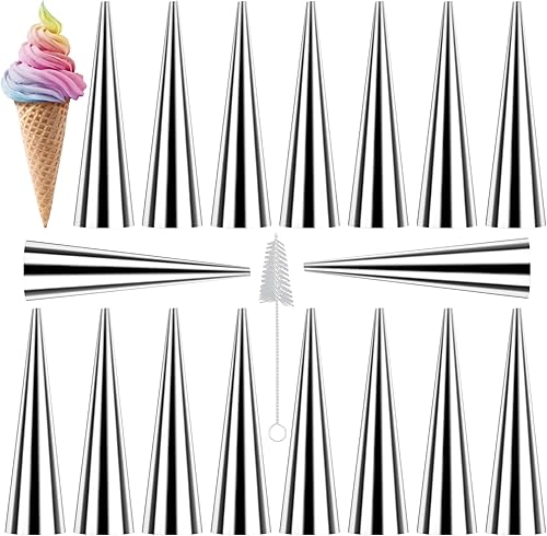 Moldes de cuerno de crema, 16 piezas de gran tamaño de 4.7 pulgadas, conos de horneado de acero inoxidable, moldes cónicos daneses para pastelería disponible en Yaxa Colombia