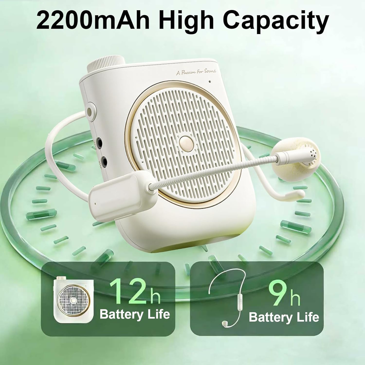 Voice Amplifier with Wireless Microphone Headset, Voice Amplifier Wireless Microphone for Teachers, Mini PA System Speaker, Portable Voice Amplifier for Classroom, Speech,Tour Guide (Cream) - Image 6