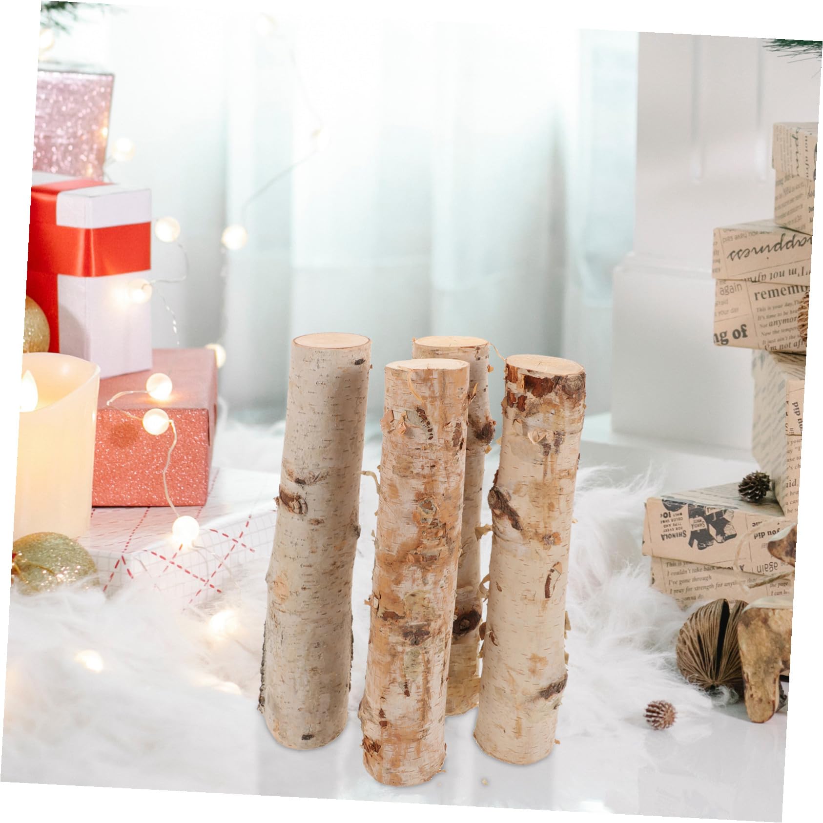 Mobestech 4 pezzi Tronchi Decorativi in Legno Naturale Flessibile per Lavoretti Natalizi e Artigianato DIY