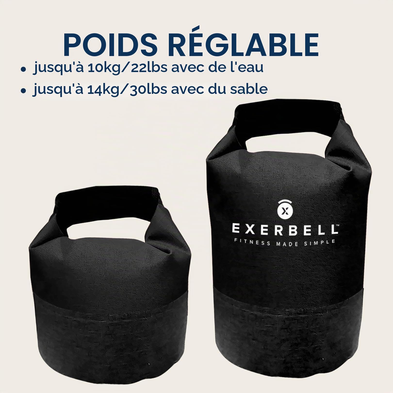Exerbell Workout Weights – Foldable and Adjustable Kettlebell – sandbag Kettlebell