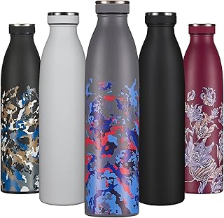 B2DO Borraccia Termica 750ml Grigio Rossa | Bottiglia d'Acqua Acciaio Inox Thermos | Bottiglia per Acqua Isolamento Sottovuoto | Doppia parete isolato Termica Bottiglia riutilizzabile senza BPA