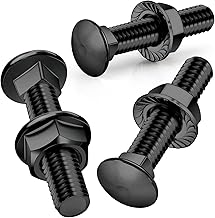 SWTYExt 25 Stück Schlossschrauben M8x60mm Schloßschrauben Edelstahl 304 Flachkopfschrauben Schwarz Oxid A2 mit Flanschmuttern M8 Mutter DIN 6923 Torbandschrauben für Bauwesen Industriemaschinen