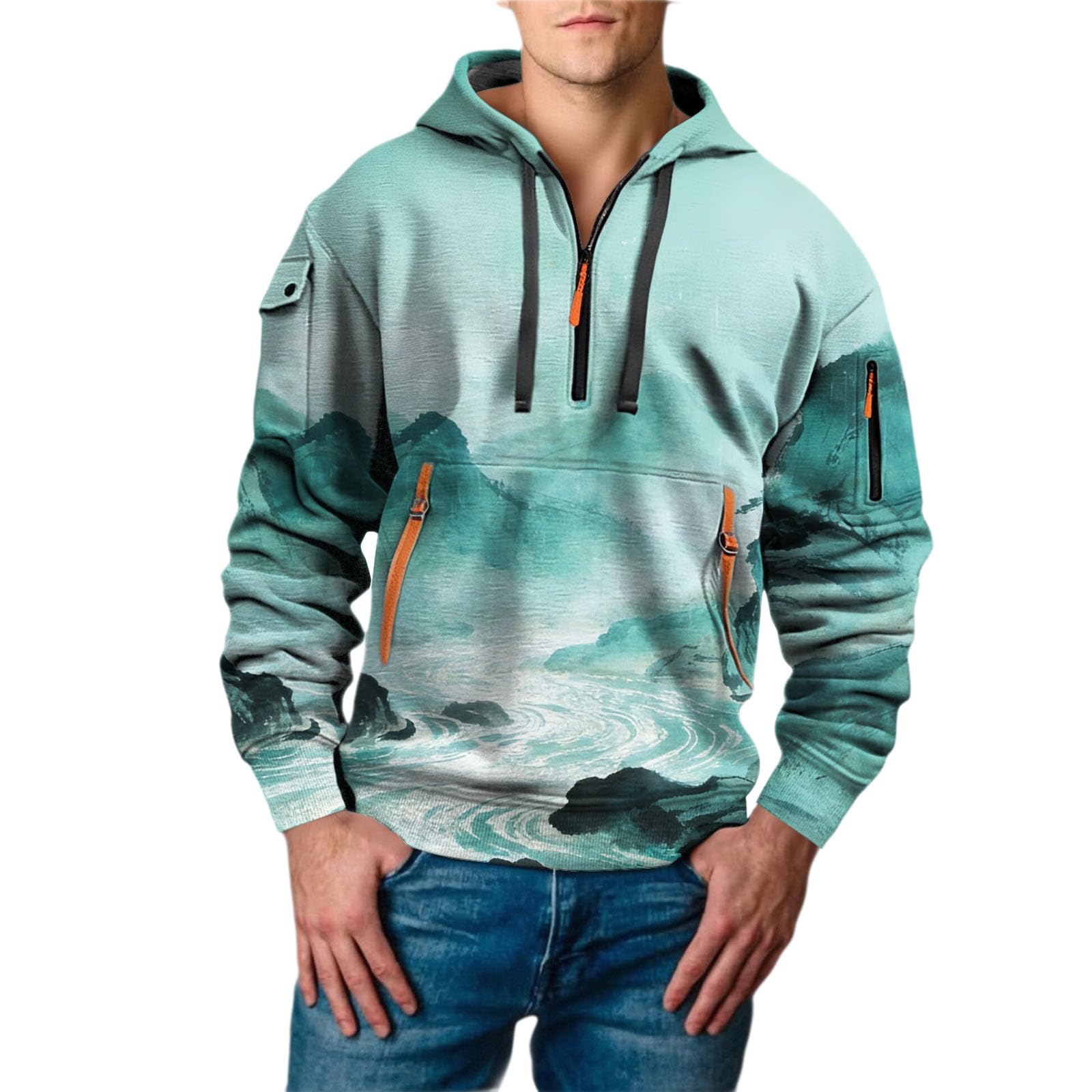 Ropa de verano hombre sudadera con capucha chaqueta entretiempo deportivo gimnasio 5