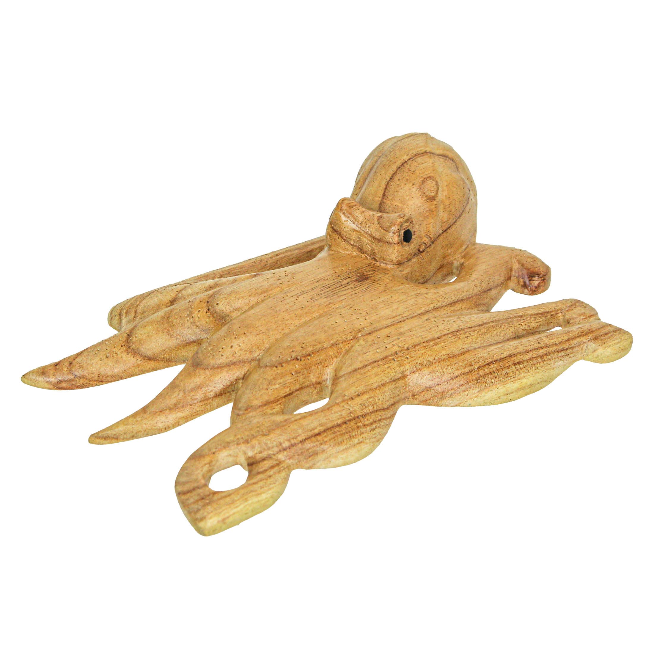 Sculpture pieuvre bois fait main 20cm, cadeau ideal passionne d'ocean
