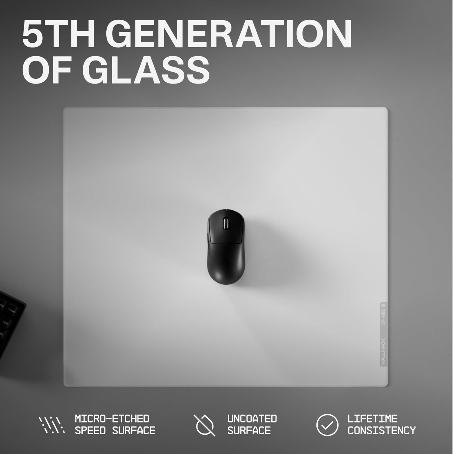 Wallhack SP-005 Glass Gaming Mouse Pad – Speed Surface, Large Mousepad for Esports, Smooth Low-Friction Glide, Tempered Glass, Ergonomic Low Profile, Durable & Portable with Carry Case | Skypad White - 2