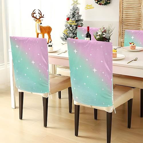 Miniatura 4 de Childish Neon Star Gradient Peach Green Decorative Covers for Chairs for Retro Dining Chairs Washable Hand Washable Chair Decor cubre sillas para