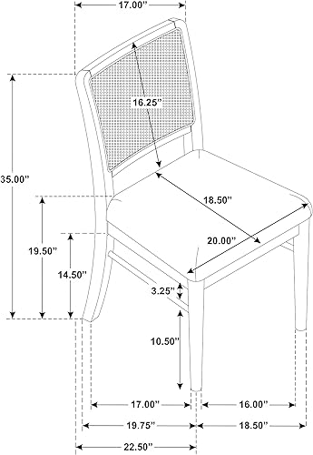 Miniatura 3 de Benson Sand Wash Cane Dining Side Chair Set of 2 - Dining Chairs for Room, Table & Seating Chair Sets Kitchen, Living Room, Bedroom,Brown