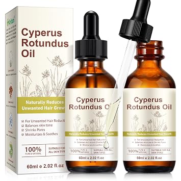 Cyperus Rotundus Oil, Natural Cyperus Rotundus Oil for Hair Removal, Helps Reduce Unwanted Hair Growth, Balances Skin Tone, Minimizes Pores & Moisturizing, Suitable for All Skin Types 2PCS