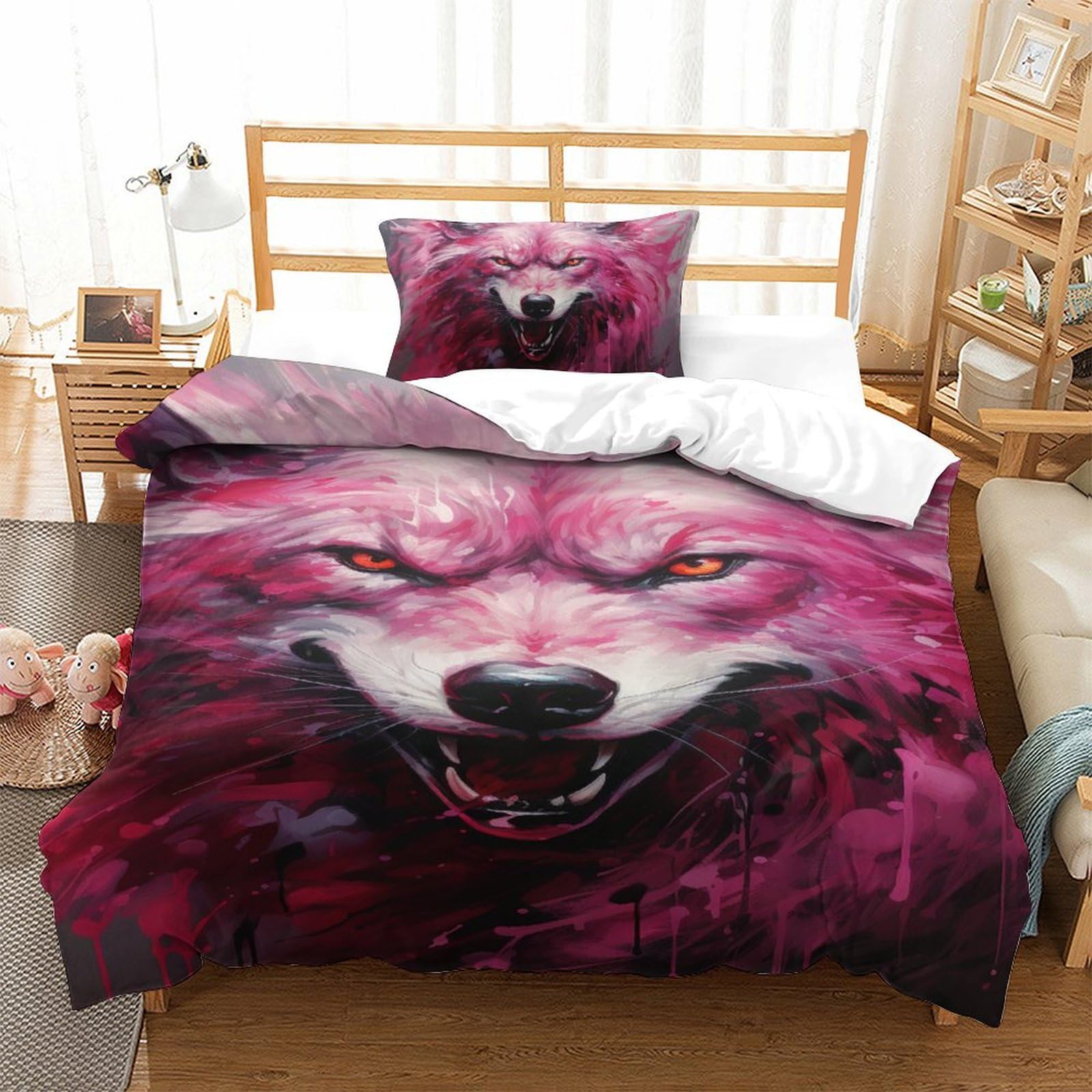 Parure de lit loup pour décorer une chambre d'adolescent nature en 135x200