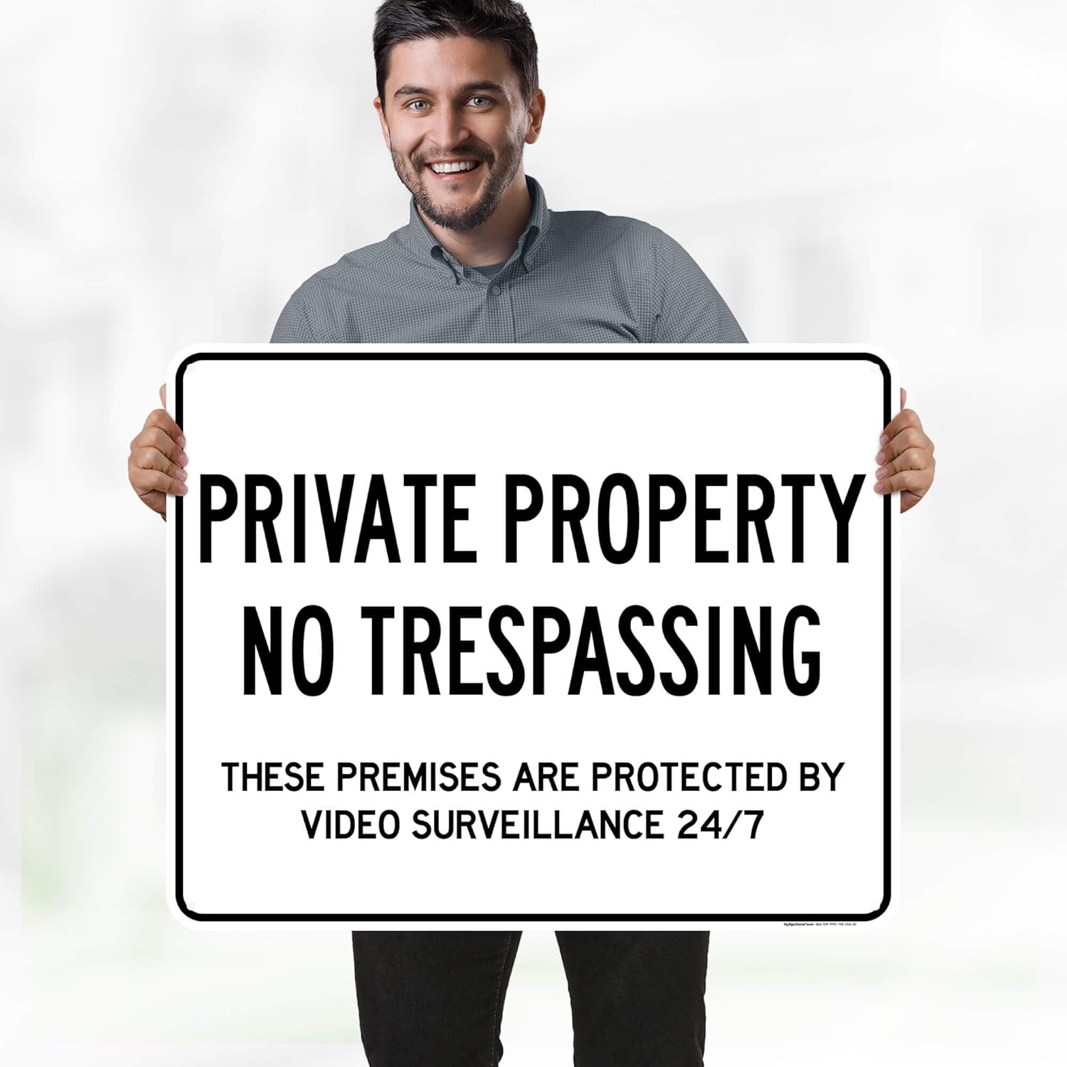 Private Property No Trespassing These Premises Are Protected By Video Surveillance 24/7 Sign, 24x30 Inches, 55 mil thick HDPE (high density polyethylene), Made in USA by My Sign Center