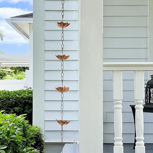 Miniatura 4 de Cadena de lluvia de metal para decoración de 6 pies, canal de cadena de metal de 72 pulgadas para aleros de casa, jardín y hogar, cadenas de lluvia