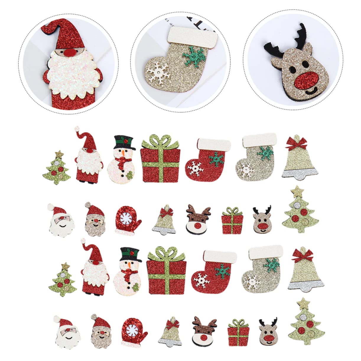 90pièces Patches Appliqués Décoratifs De Noël Accessoires De Décoration Émoticône Pour Vêtements Et Artisanat