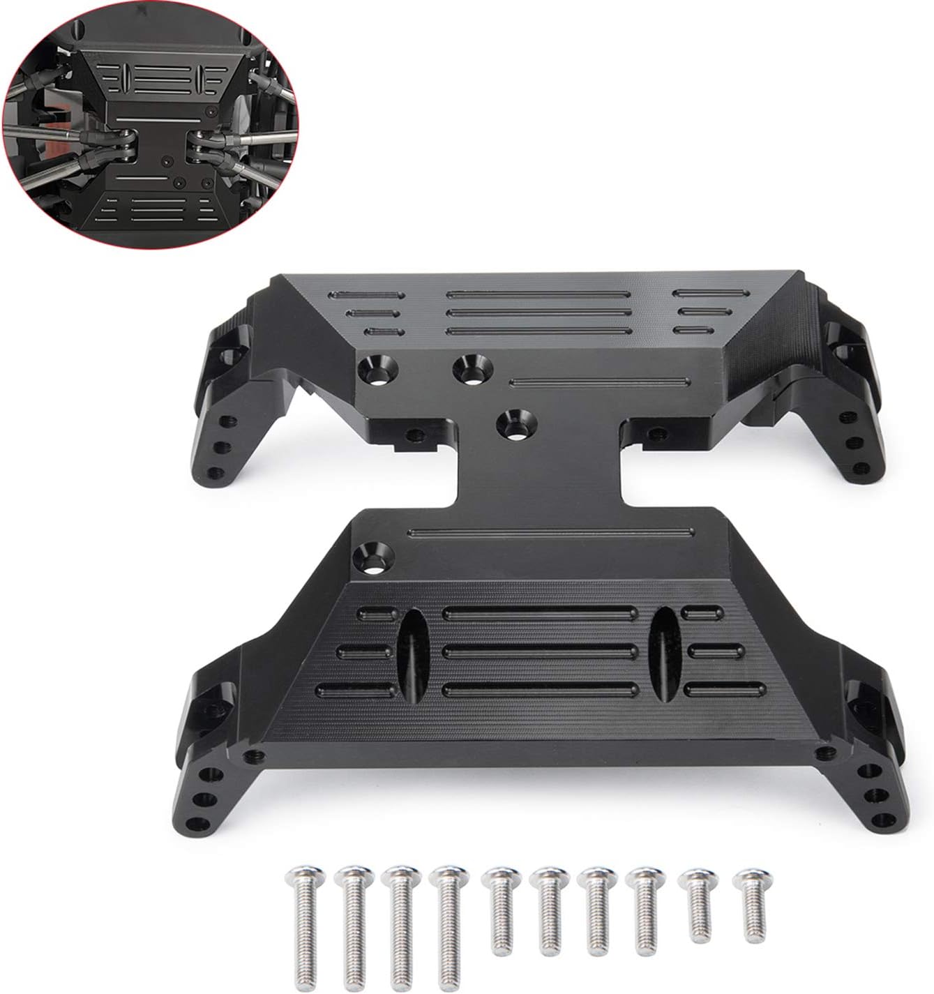 QUE-T CNC Aluminum Center Skid Transmission Plate for 1/10 Axial SCX10 AXI03004 Capra RC Car