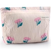 Vista 20 de Bolsa de maquillaje de flores para mujer, bonita bolsa de maquillaje para bolso, bolsa de cosméticos con cremallera, bolsa de cosméticos de lona