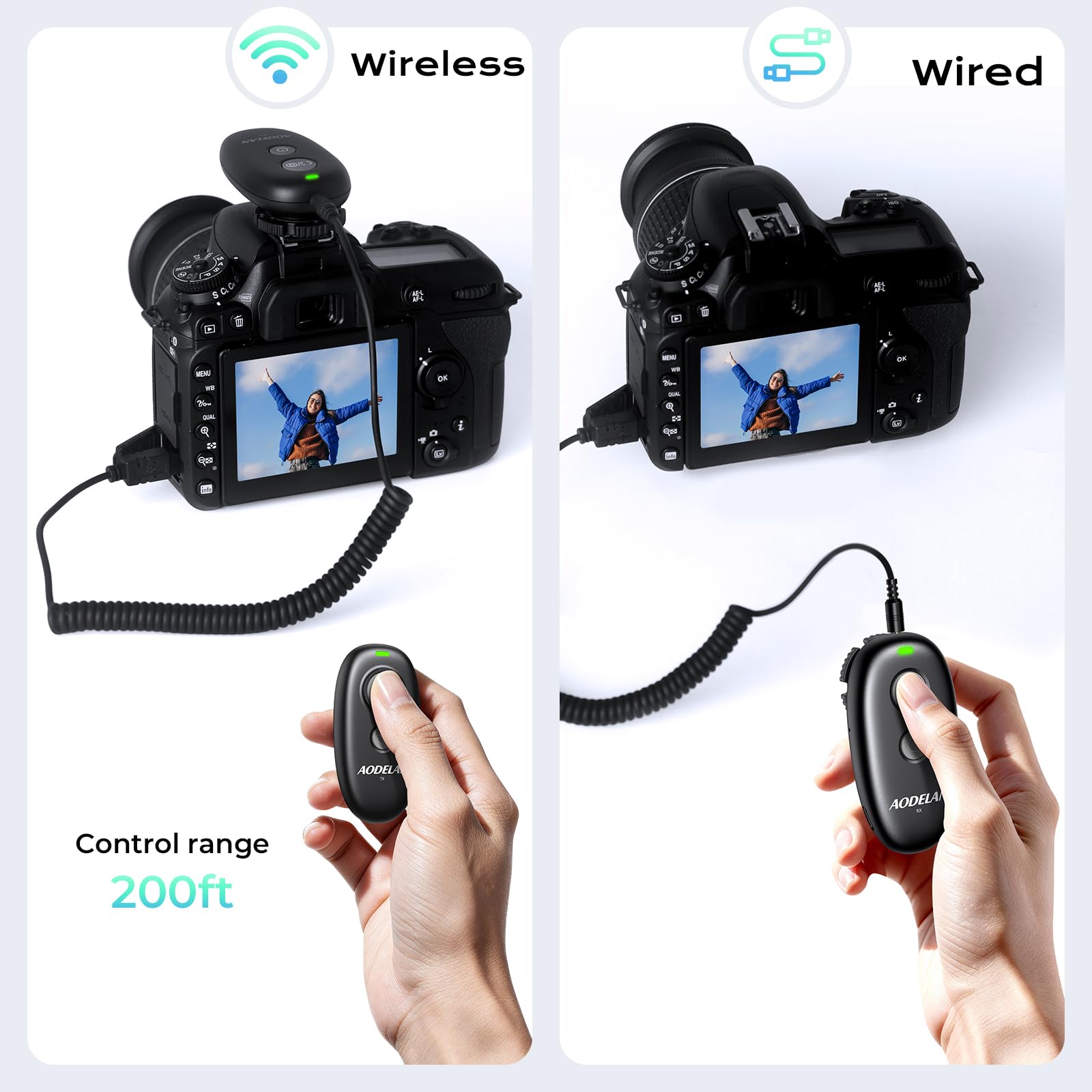 Telecomando senza fili ricaricabile per scatto Nikon | Compatibile con Nikon P950, Z6 II, D6, D780, Z5, Z7 II, Z9, Z8, Z6 III, P1100, P1000, Z7, Z6, D850, D7500