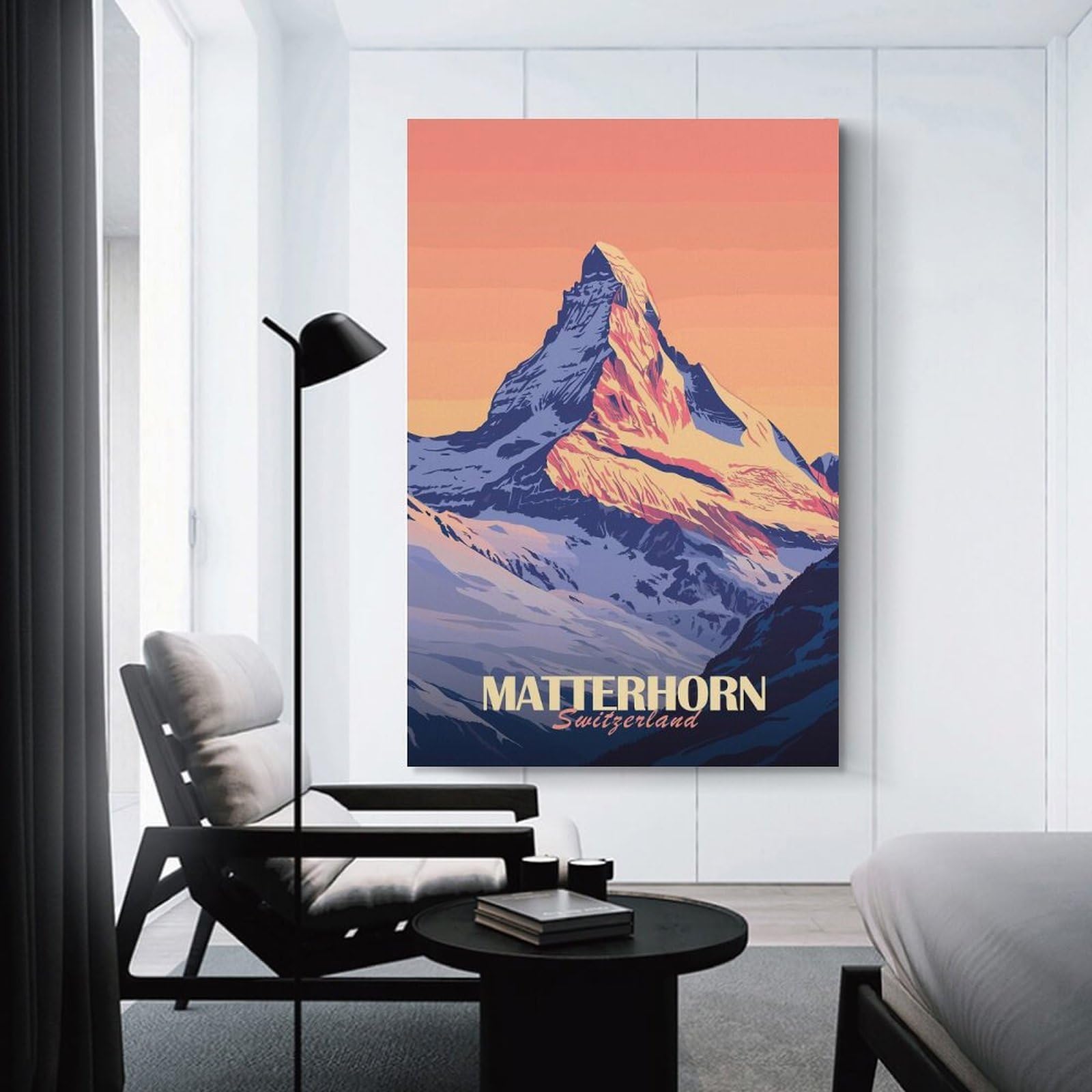 Junmoney Matterhorn Mountain Canvas Art Print, 24x36inch(60x90cm), for Bedroom, Lounge Or Dressing Area, Canvas Wall Decor for Personal Spaces