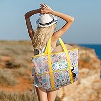 Vista 2 de F-color Mesh Beach Bag Family - Large Tote Bag for Cruise Pool Beach Vacation Essentials