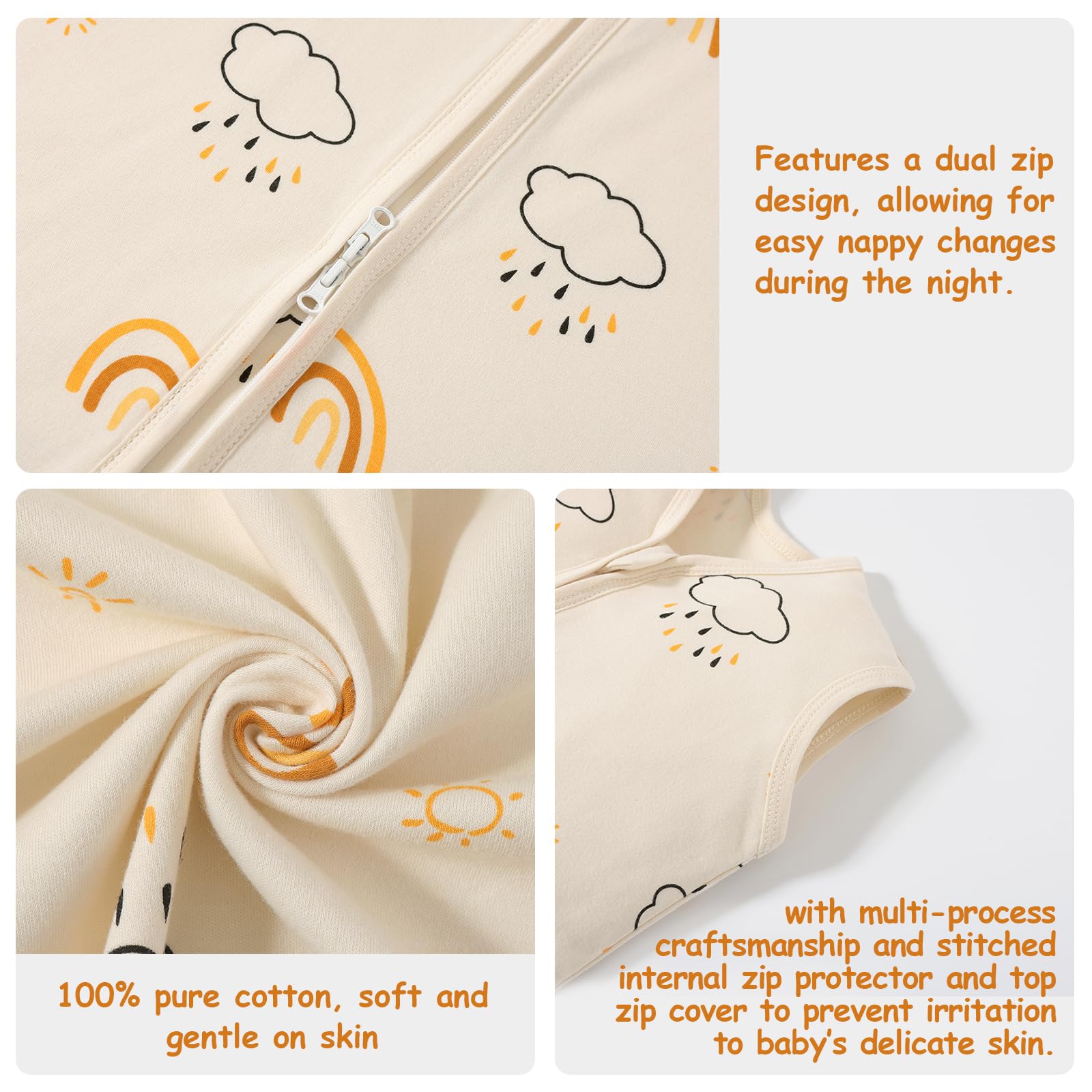 PewinGo Sacco Nanna Neonato 0.5 TOG 0-6 Mesi | 2 Pezzi in Cotone 100% | Coperta Indossabile con Doppia Cerniera | Morbido, Traspirante & Lavabile in Lavatrice