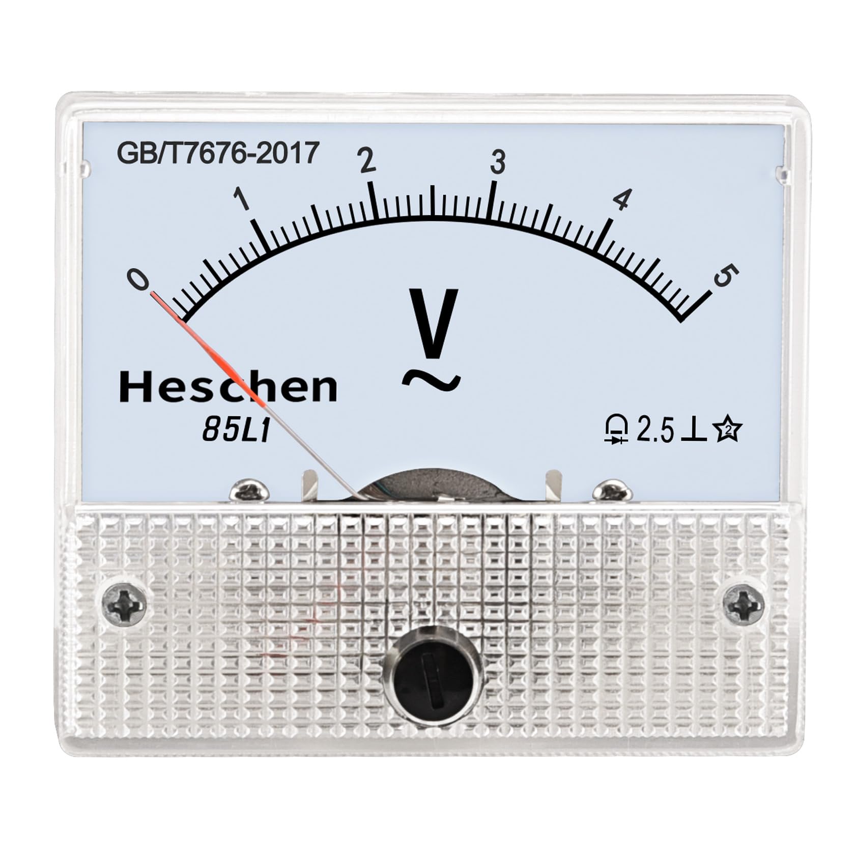 Heschen - Pannello rettangolare 85L1-5V da montare su voltmetro, CA 0 - 5 V, classe di precisione: 2,5%, colore bianco.