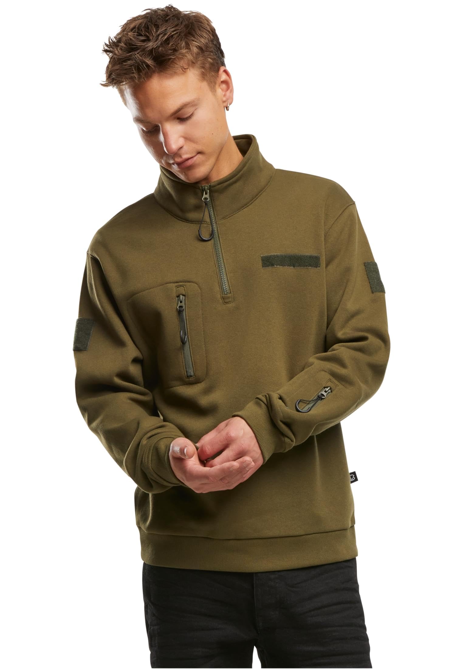 Brandit Męska bluza z kapturem Tactical Sweat Troyer, oliwkowy, 4XL