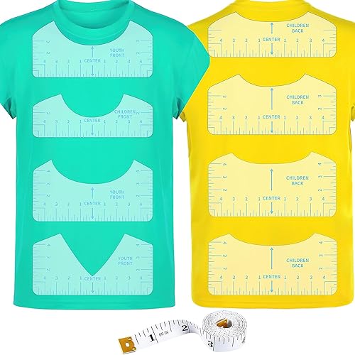 Miniatura 12 de Guía de regla para camisetas para alineación de vinilo, reglas para camisetas para centrar diseños, plantilla de medición de PVC, suministros