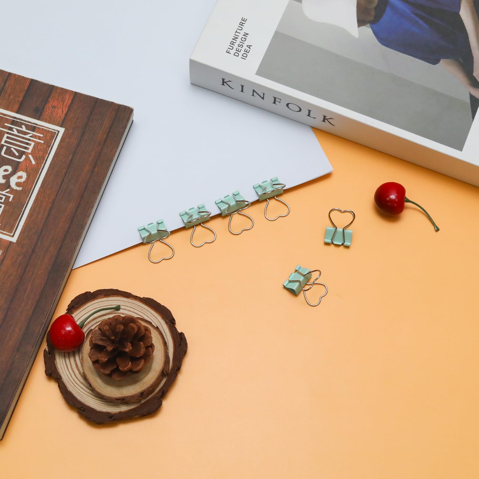 10 x grüne Binder-Clips, Herz-Aushöhlung, Metall-Clips, Notizen, Briefpapierklemmen, bunte Binder-Clips für Papierarbeiten, Zuhause, Bürobedarf (grün, kann 8 mm klemmen)