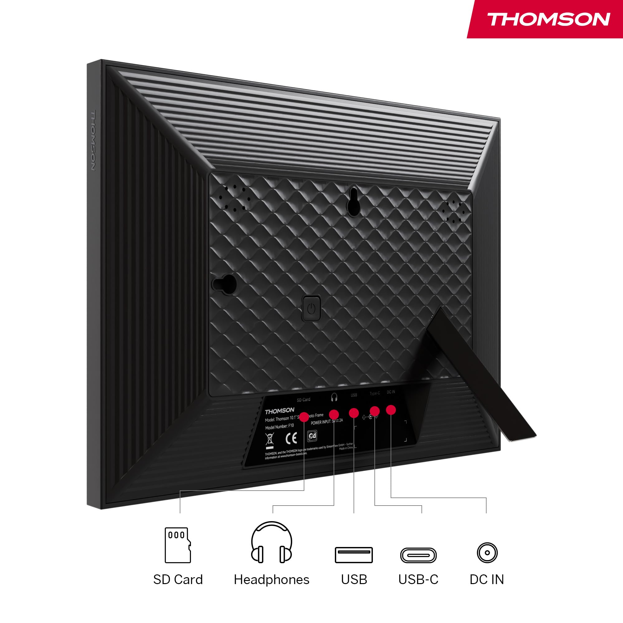 Thomson Cadre Photo Numérique 10 Pouces, Écran IPS, Écran Tactile HD, WLAN, Partage Direct Via App, Fonctions Intelligentes, Cadre Photo Électronique avec 32 Go de Mémoire, Rotation Automatique