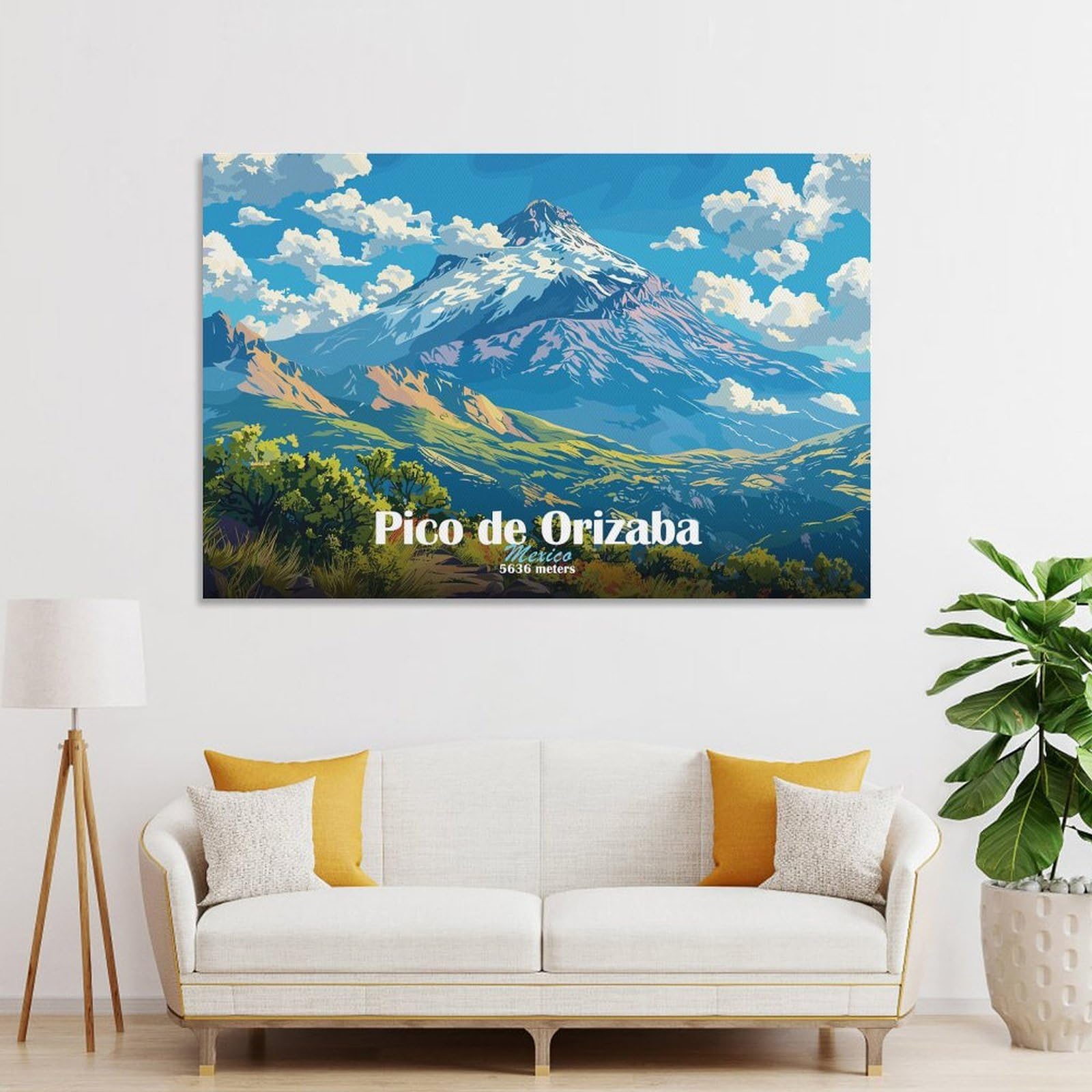 Junmoney Wall Decor Canvas Print Pico De Orizaba Mountain, 20x30inch(50x75cm), for Front Hall, Corridor Or Welcome Spaces, A Neat Decor Update for Hallways