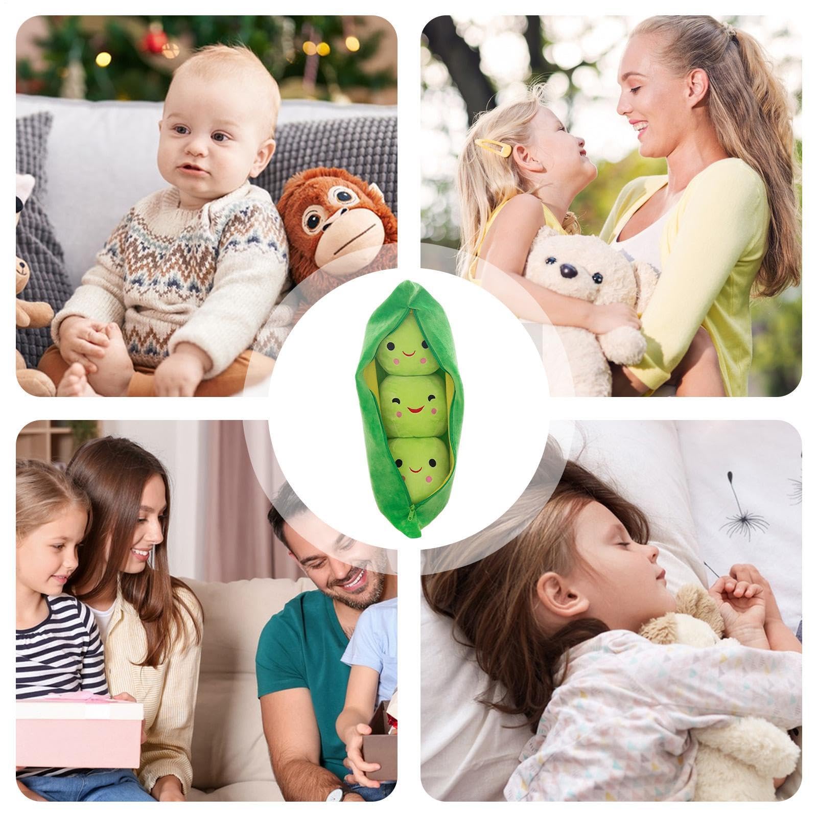 Stuffed Pea Pod 25cm/40cm 3 Peas-in-A-Pod Plush Plant-Themed Soft Figure Huggable Comfort Toy Pea Plush Soft Cuddle Doll For Room Sofa Decor Car Decoration - Image 4
