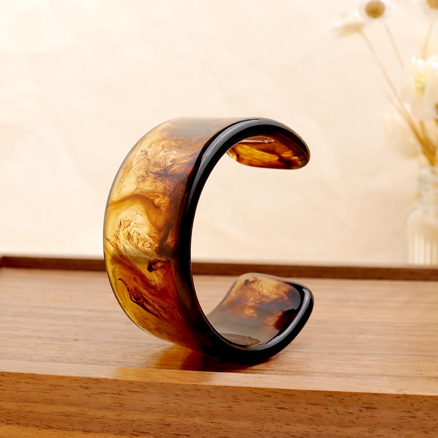 Chunky Resin Wide Bangle Bracelets for Women, Trendy Statement Minimalist Acrylic Bracelet Prom Holiday Jewelry Gift