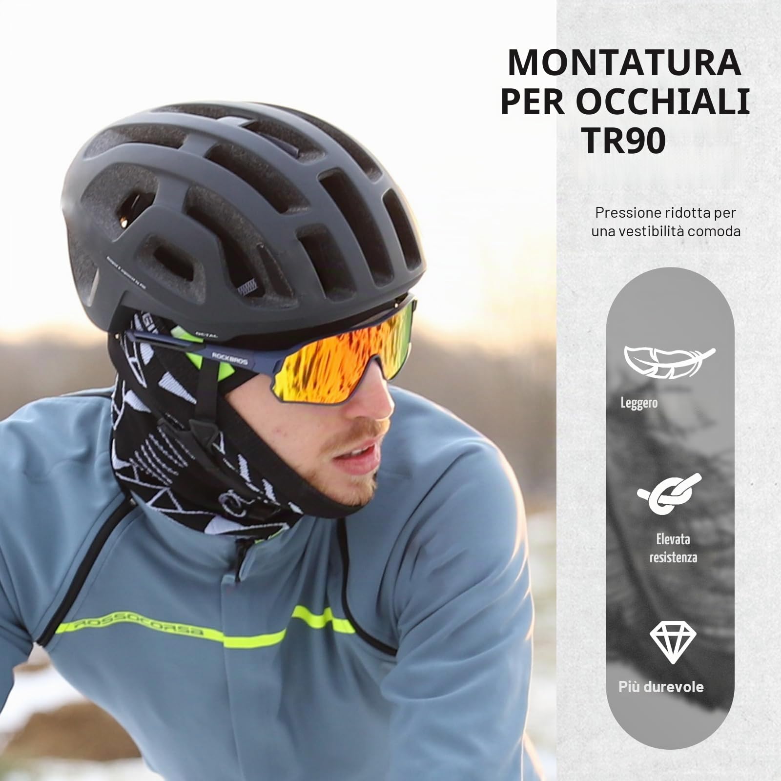 ROCKBROS Occhiali Ciclismo da Sole Polarizzati, Occhiali UV 400 Sportivi per Bici MTB, PC Lenti Polarizzate, Uomo Donna, Ultraleggeri