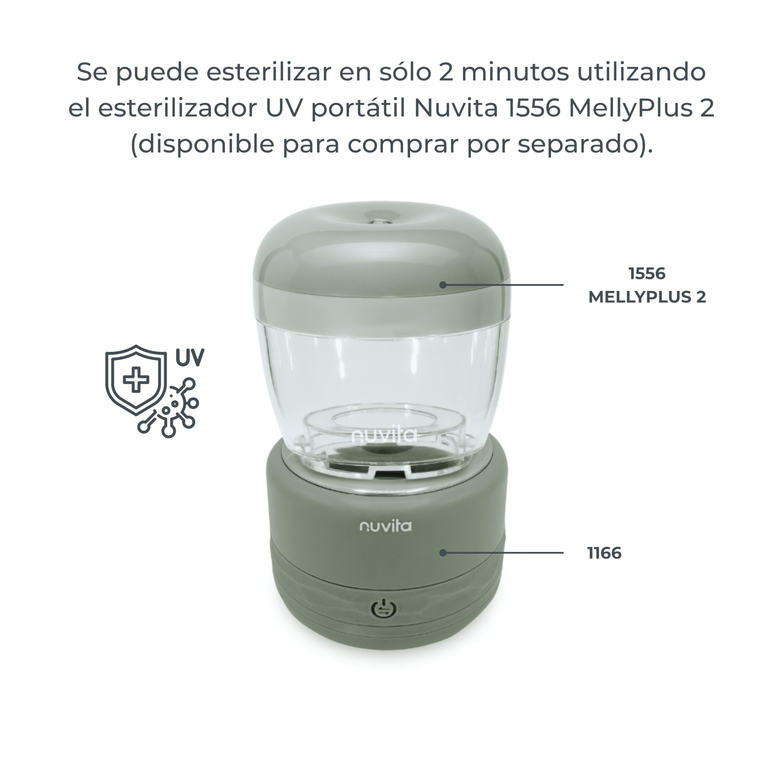Nuvita 1166 Warm70 Calientabiberones Portátil Inalámbrico 70°C – Recargable por USB, Compatible Universal con 6 Adaptadores, 5 Niveles de Temperatura hasta 70°C, Calentamiento Rápido en 2,5 Min