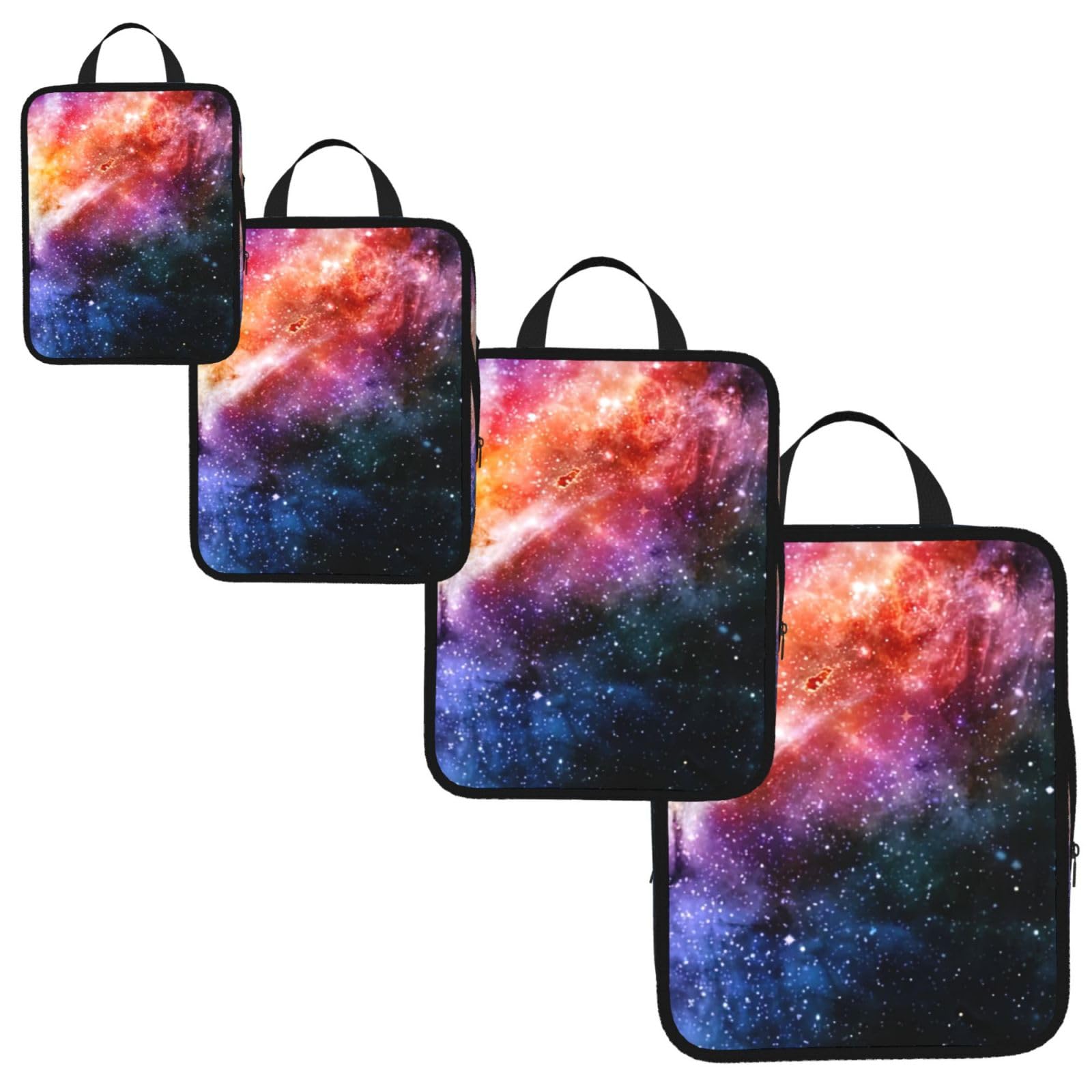 Galaxy in The Universe Print 4 Set Compression Packing Cubes for Suitcases,Expandable Storage Bags Organizers