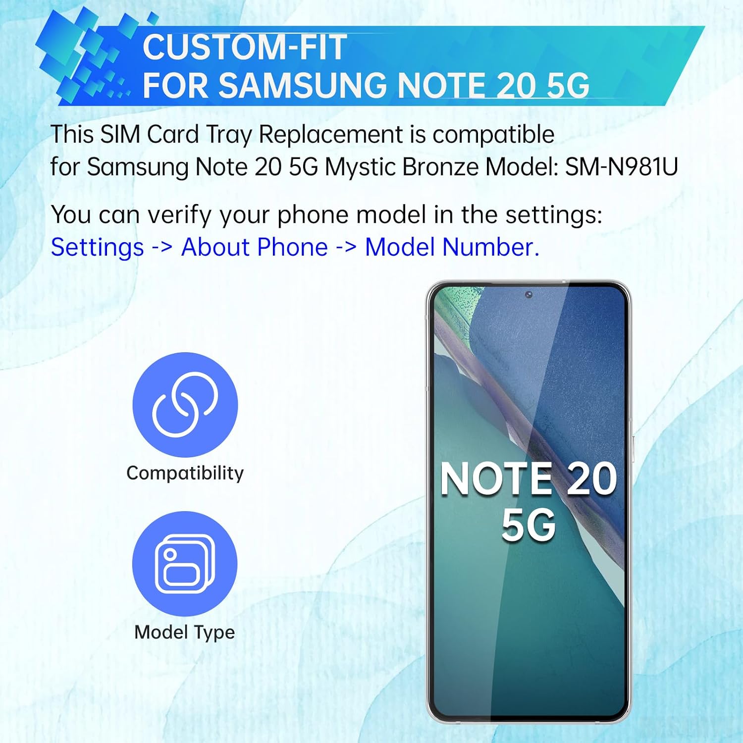 for Samsung Galaxy Note 20 5G Sim Card Tray Replacement | Mystic Bronze Card Tray Slot Holder Bracket Adapter Single SIM Version with Needle Ejector for Note 20 5G SM-N981U SM-N981U1