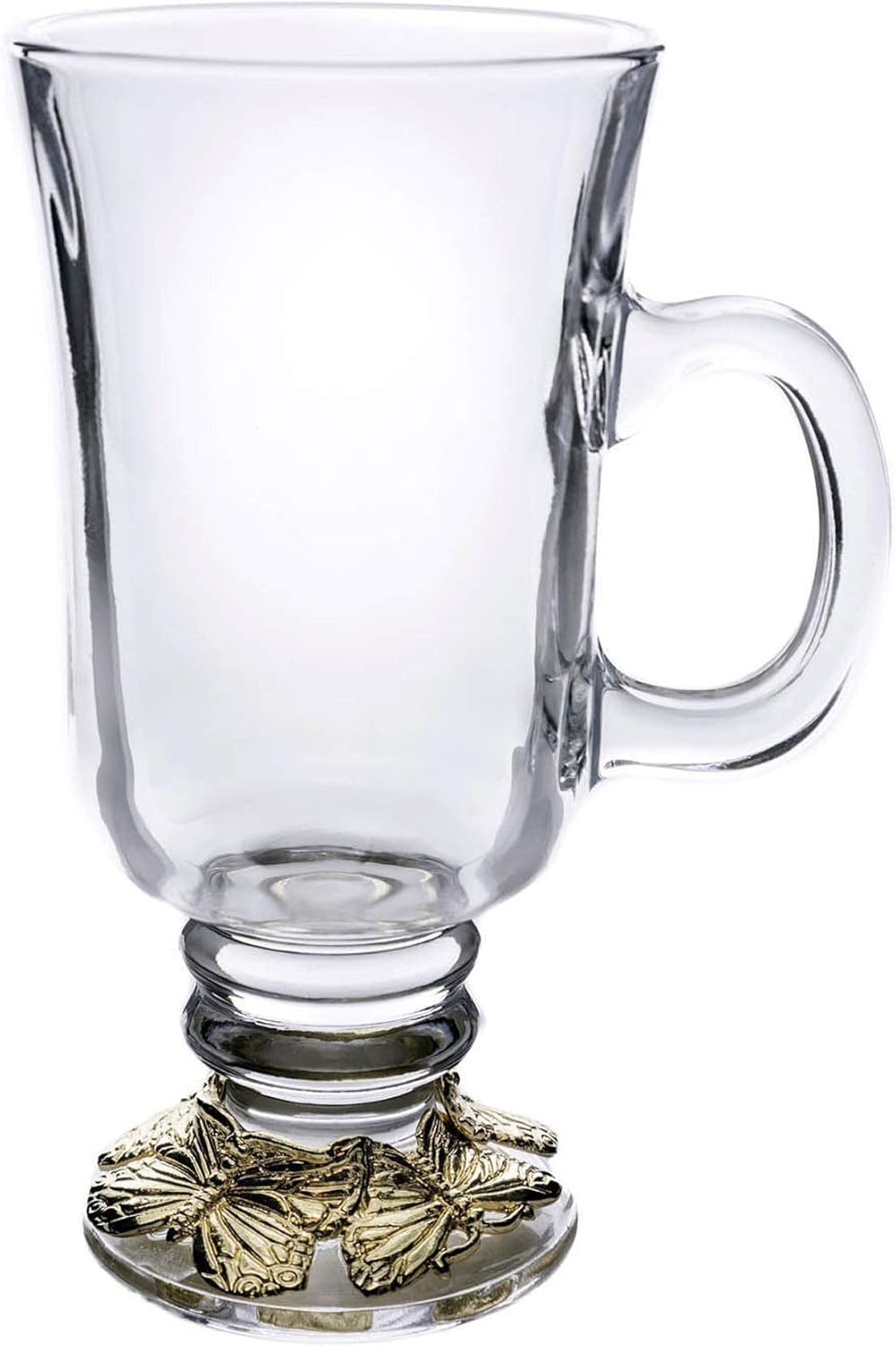Arthur Court Designs Glass Beverage Mugs with Gold Plated Butterfly Ring