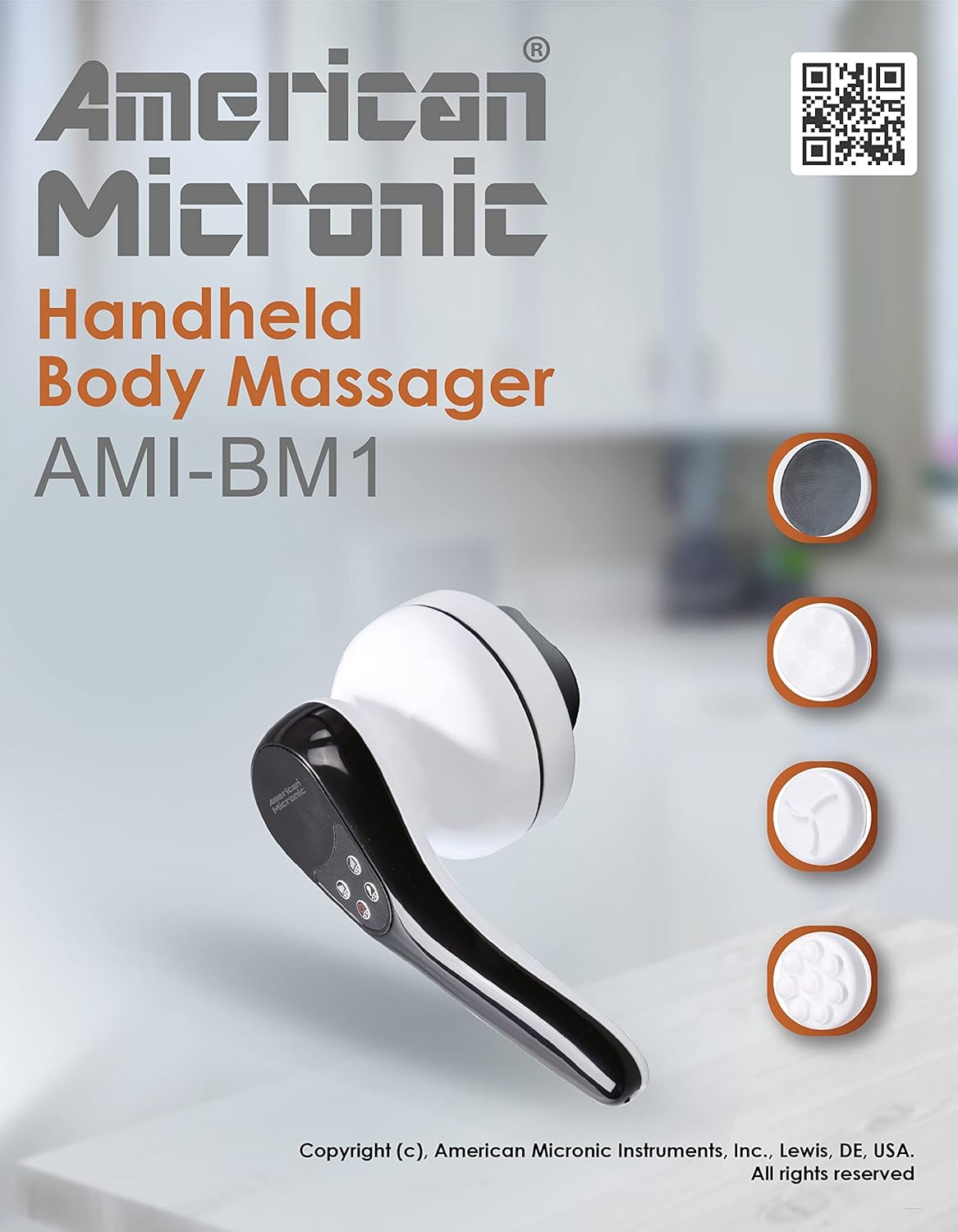 AMERICAN MICRONIC INSTRUMENTS Imported Electric Handheld Full Body Massager with 3 Massage Heads & Variable Speed & Massage Settings for Pain Relief and Relaxation, Back, Leg & Foot, Black AMERICAN MICRONIC INSTRUMENTS Imported Electric Handheld Full Body Massager with 3 Massage Heads & Variable Speed & Massage Settings for Pain Relief and Relaxation, Back, Leg & Foot, Black