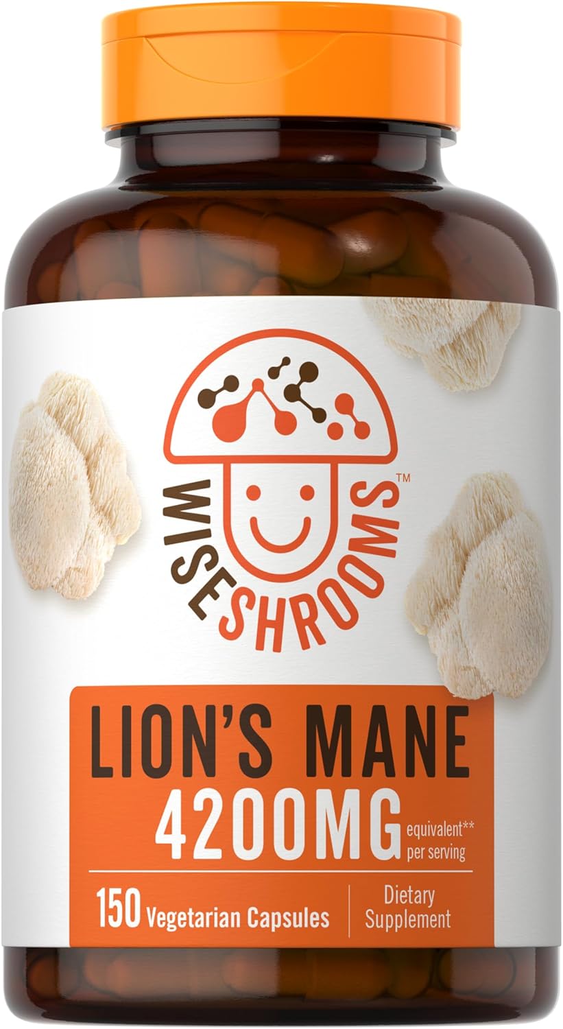 Carlyle Lions Mane Supplement Capsules 4200 mg | 150 Count | Vegetarian, Non-GMO, Gluten Free | Wiseshrooms