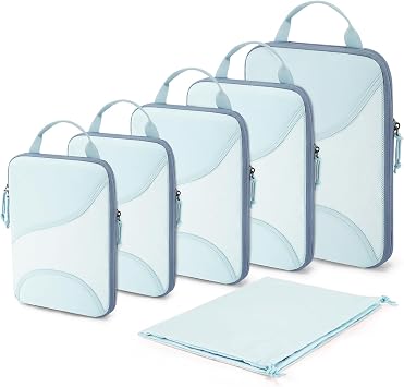 BAGSMART 6 Set Compression Packing Cubes, Travel Bag for Carry on Backpack