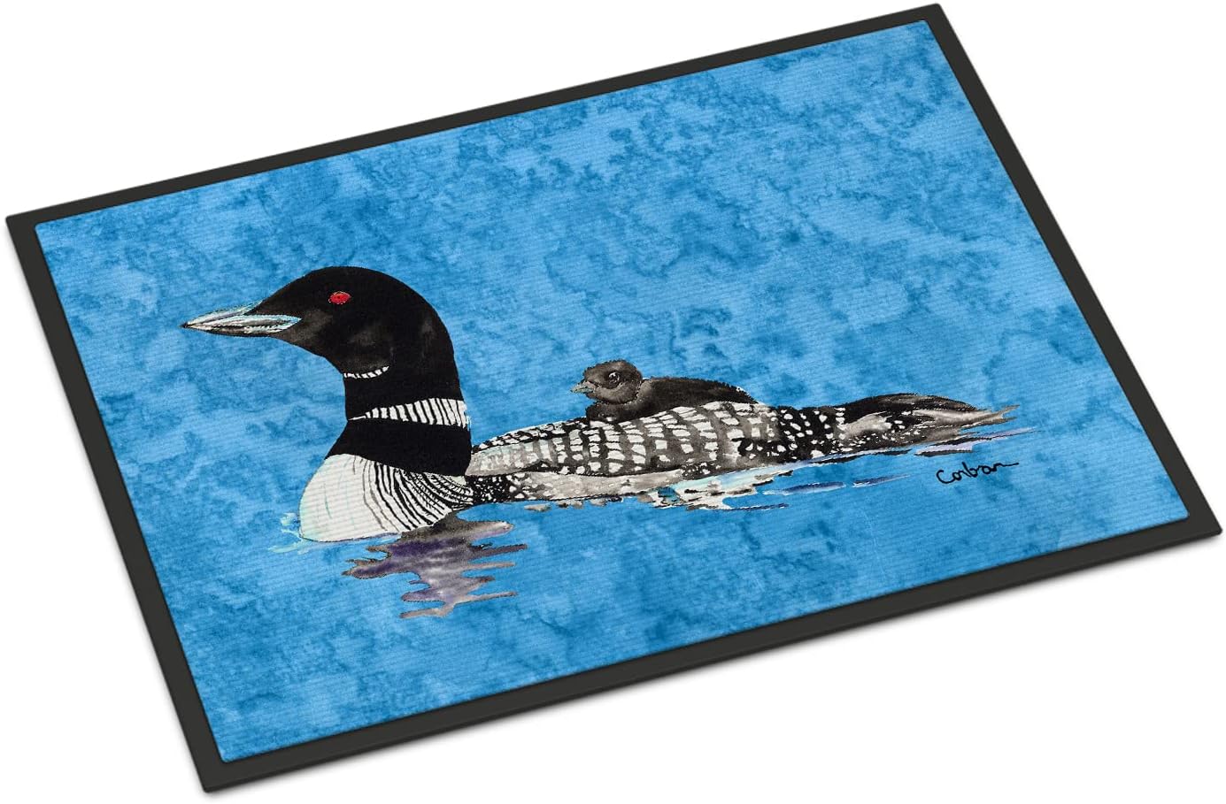 Caroline's Treasures 8718JMAT Momma and Baby Loon Doormat 24x36 Front Door Mat Indoor Outdoor Rugs for Entryway, Non Slip Washable Low Pile, 24H X 36W