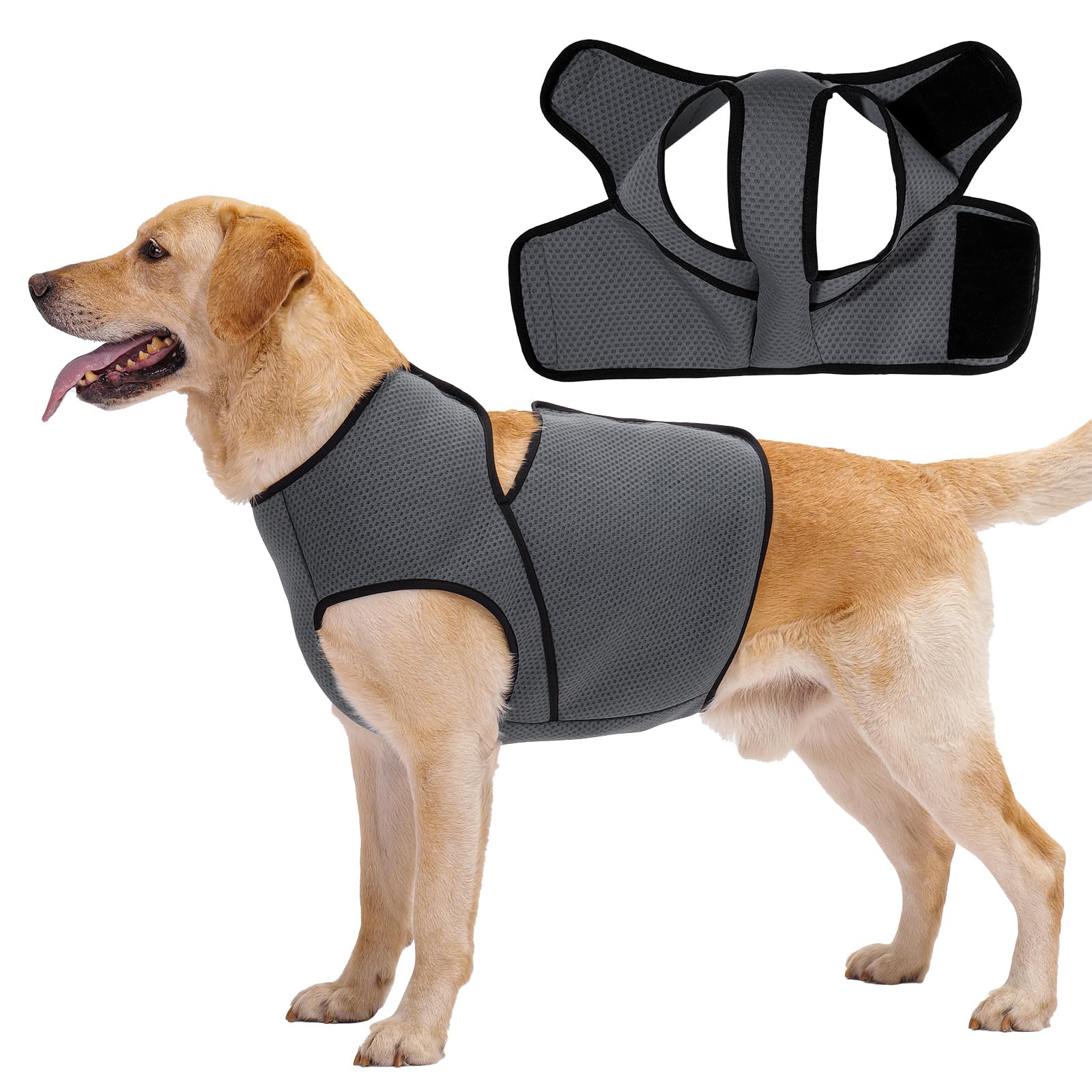 LIANZIMAU Cappotto Anti Ansia Cane-Calmante Gilet Antiansia Cani per Tuoni Fuochi e Separazione，Collo regolabile addome avvolgimento leggero giacca ansiolitica per Taglia Piccola, Media, Grande cani