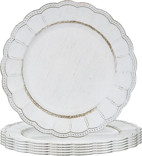 MAONAME Platos de carga naranja con borde dorado, cargadores redondos de platos antiguos para platos de cena, cargador de plástico de 13 pulgadas