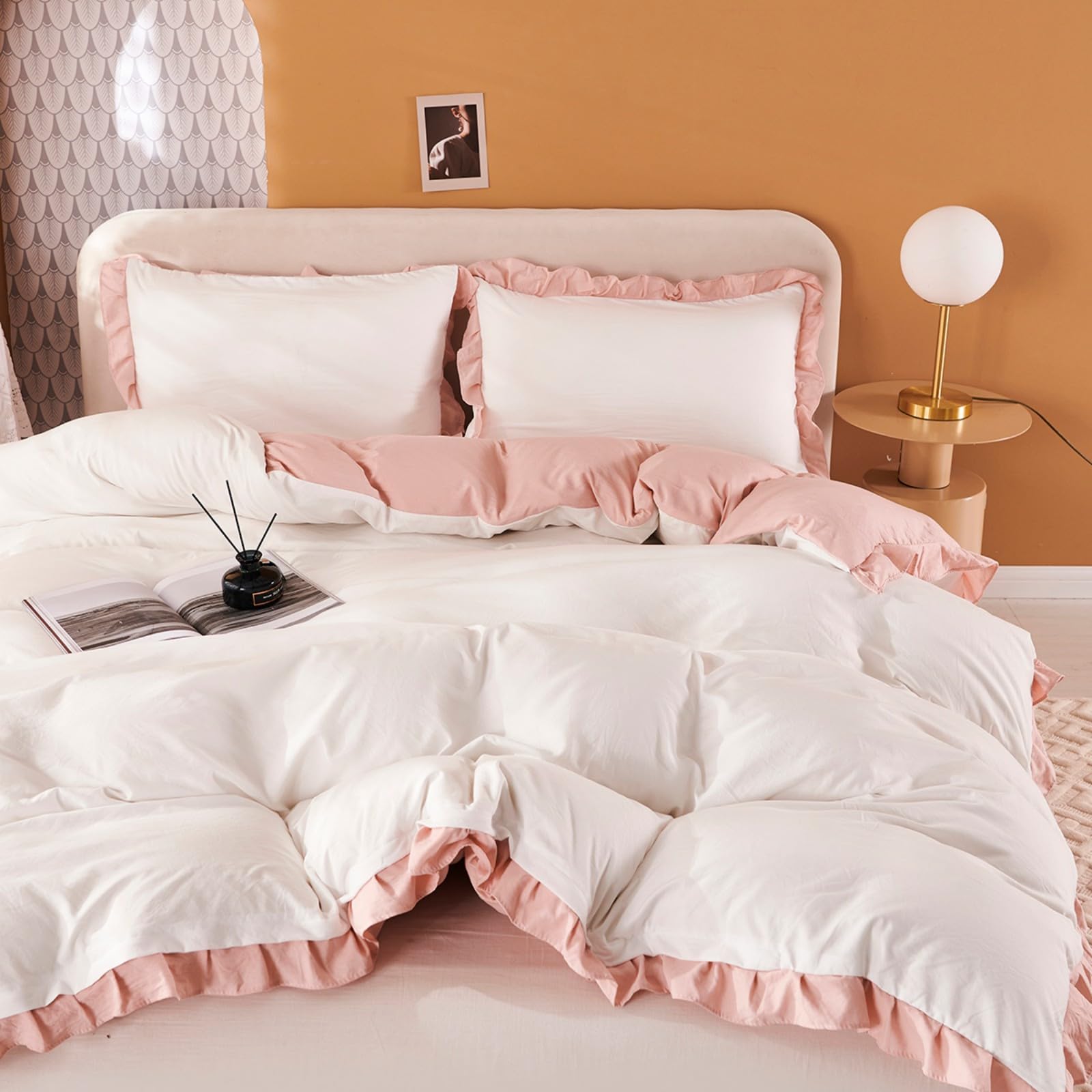 Freyamy Bettwäsche Mädchen Pintuck Plisseefalten Chic Bettwäsche-Sets Pinch Pleat Luxus Bettwaren-Sets Gebürstet Microfaser Bettbezug mit Reißverschluss und Kissenbezug 80x80cm