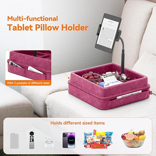 Miniatura 6 de KDD Soporte de almohada para tablet  Soporte de almohada ajustable de 360 para iPad, cama y escritorio, cuello de cisne para tableta con bandeja de