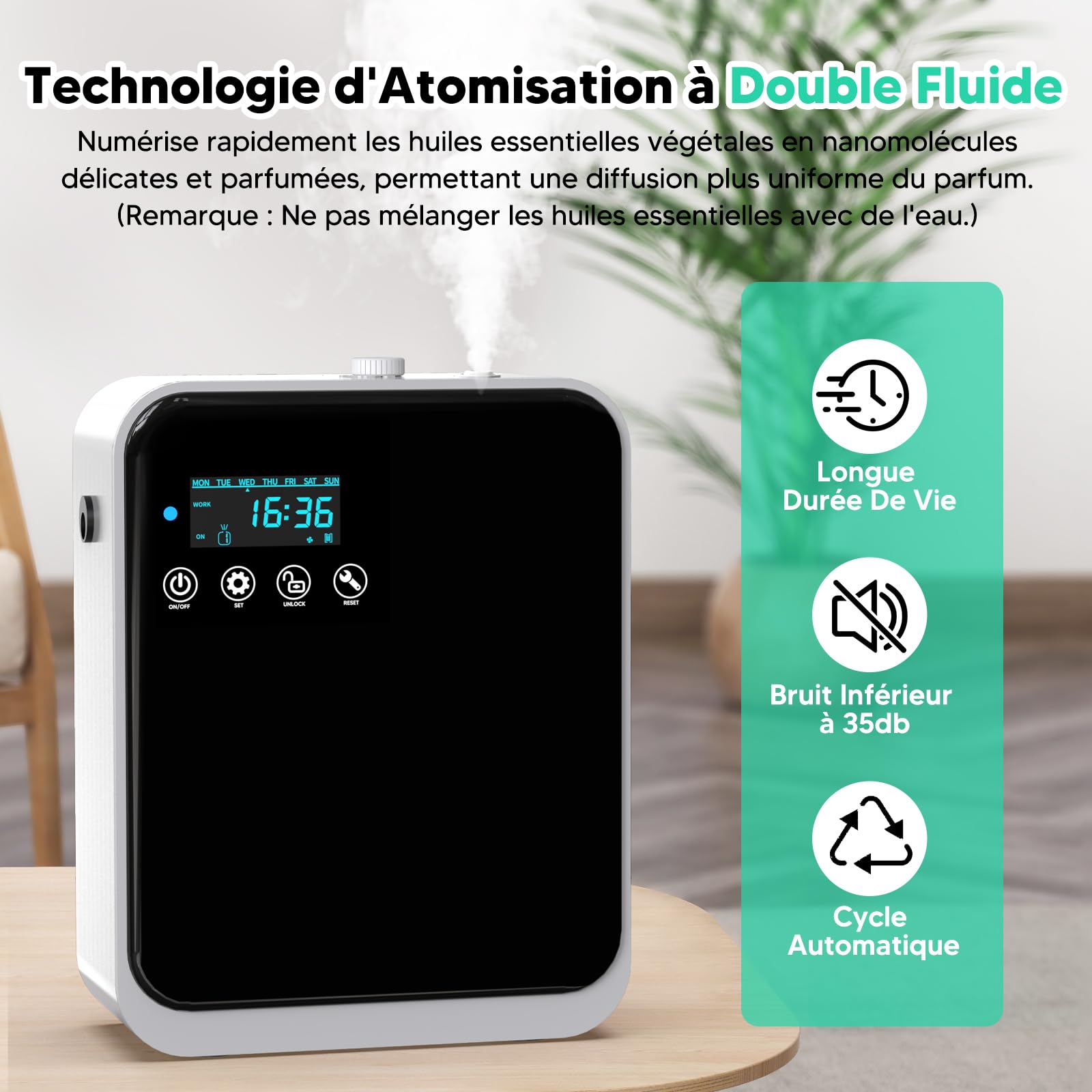 Diffuseur Huiles Essentielles avec APP Intelligente,240ml, Couvre 1500ft² | Diffuseur de Parfum Electrique sans Eau, Defuser avec 80ml d'huile Essentielle pour Maisons, Chambres, Bureaux, Spas, Hôtels
