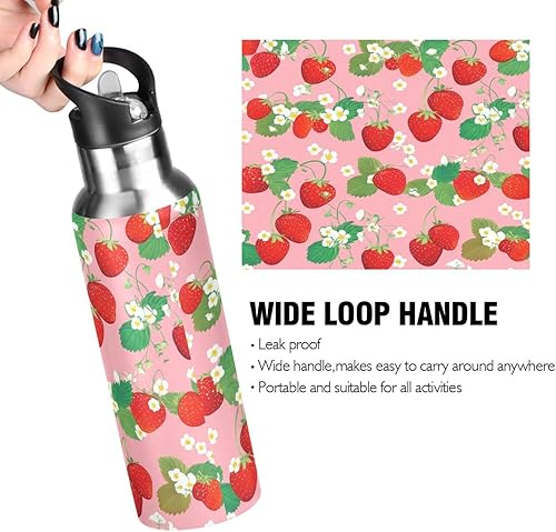 Miniatura 4 de Botella de agua aislada de acero inoxidable con pajita de 32 onzas, botellas de agua a prueba de fugas para gimnasio, viajes al aire libre, escuela,